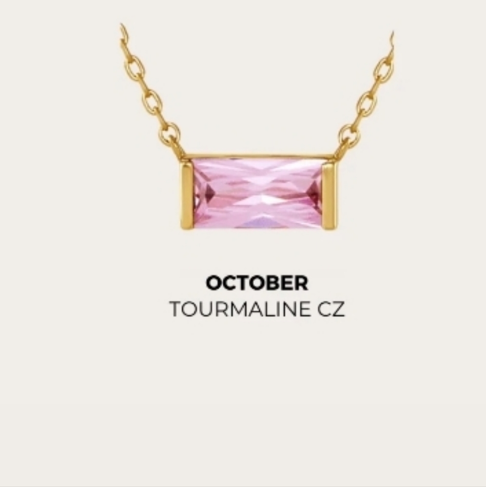 Gold necklace, October birthstone
